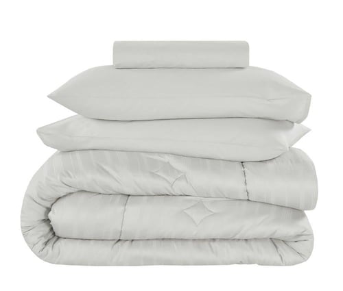 طقم بيت لحاف كانون قطن 4 قطع- رمادي فاتح