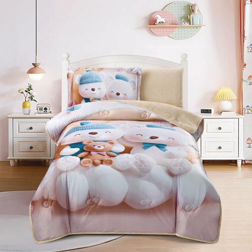 مفرش اطفال شتوي لولو يويو مخمل مفرد ونص 4 قطع - عا...