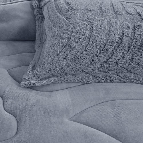 مفرش ريفير كانون شتوي مخمل فلانيل مزدوج 6 قطع-رماد...
