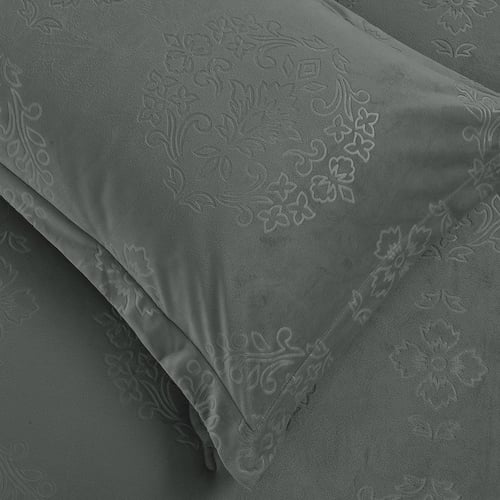 مفرش هفين كانون شتوي مخمل مزدوج 6 قطع-رصاصي غامق