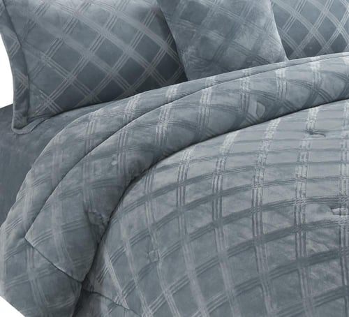 مفرش شتوي فلانيل محفور مربعات كانون مزدوج 7 قطع سم...