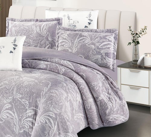 مفرش سارة شتوي فلانيل مخمل مفرد ونص 4 قطع مشجر ليز...