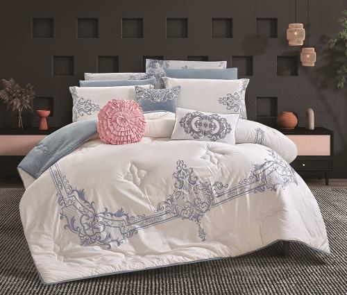 مفرش سرير صيفي فن دوفت قطن تطريز ديجيتال مزدوج 11ق...