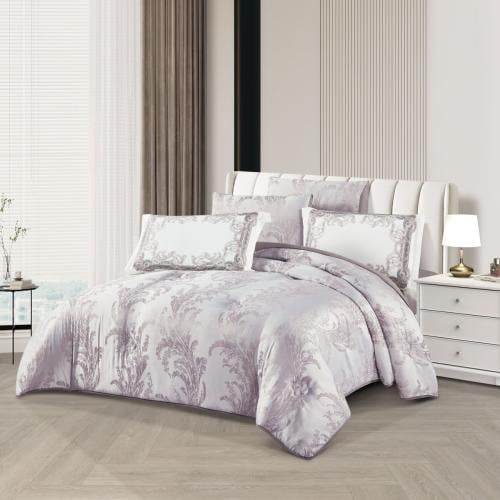 مفرش سرير صيفي سوزان جاكار فاخر مزدوج 6 قطع - موف