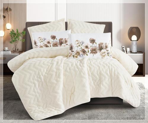 مفرش سرير سديم شتوي فرو مزدوج 6 قطع - سكري