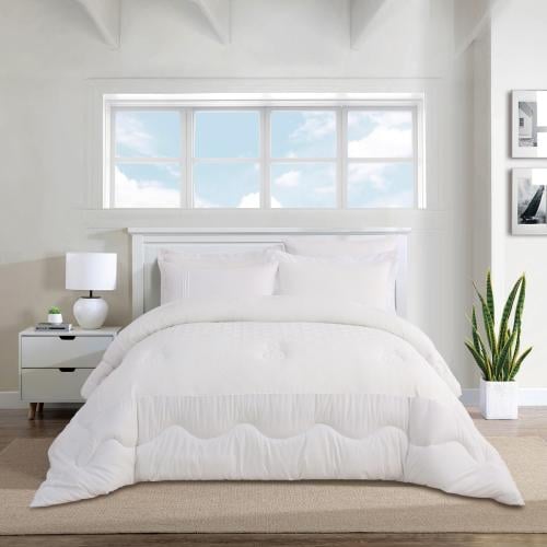 مفرش سرير صيفي فلانتيني مفرد ونص 4 قطع - أبيض