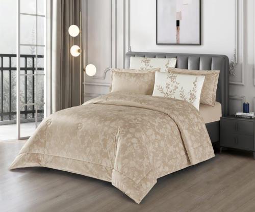 مفرش شتوي انجا فلانيل كانون مزدوج 6 قطع بيج ذهبي