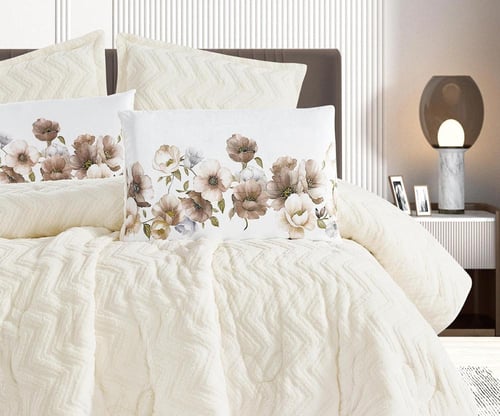 مفرش سرير سديم شتوي فرو مزدوج 6 قطع - سكري