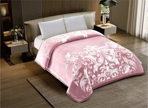 بطانية شتوي حفر سادة مزدوج 6 كجم -وردي