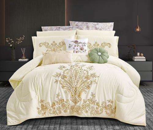 مفرش سرير صيفي فن دوفت قطن تطريز ديجيتال مزدوج 11ق...