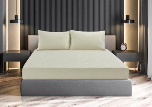 طقم شرشف كانون فندقي قطن جاكار 3 قطع كوين - أبيض ر...