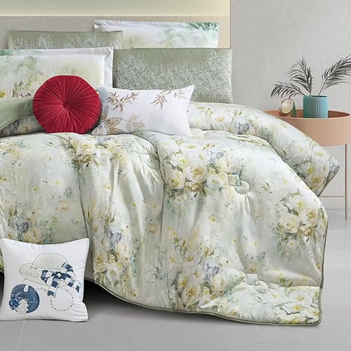 مفرش سرير صيفي فيروز : وجهين مزدوج 9 قطع - اخضر في...