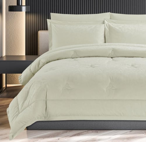 مفرش سرير صيفي قطن كانون 300 غرزه مزدوج 6 قطع - أب...