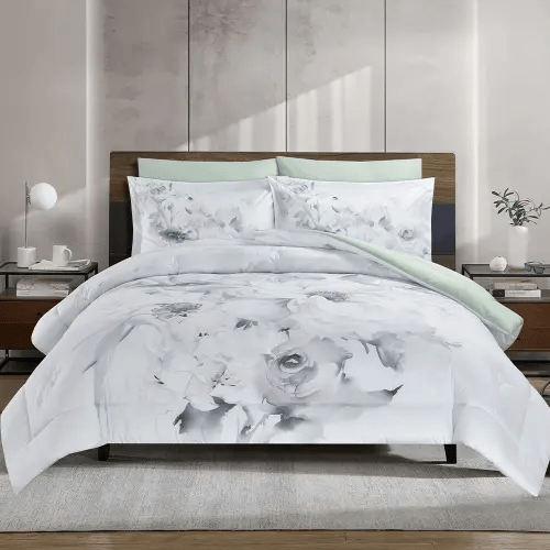 مفرش صيفي فلانتيني مشجر مفرد ونص 4 قطع أخضر فيروزي