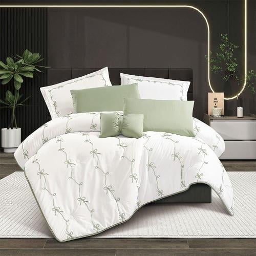 مفرش سرير نسايم صيفي بتصميم مطرز مفرد ونص 4 قطع -...