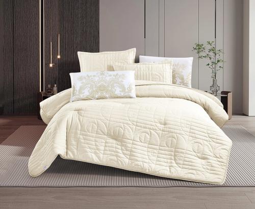 مفرش سرير صيفي ملاك : مقاس مفرد ونص 4 قطع - بيج فا...