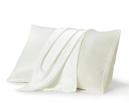 غطاء مخدة حرير ساتان ناعم 2 قطعة - سكري