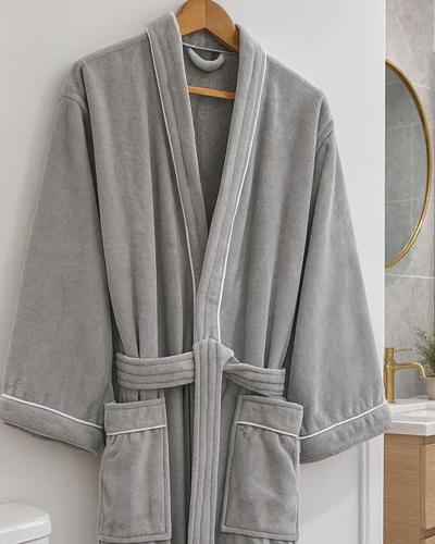 روب استحمام فاخر قطن 100% نعومة وراحة تدوم - رمادي