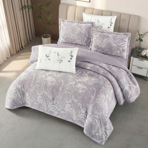 مفرش سارة شتوي فلانيل مخمل مزدوج 6 قطع مشجر ليزر د...