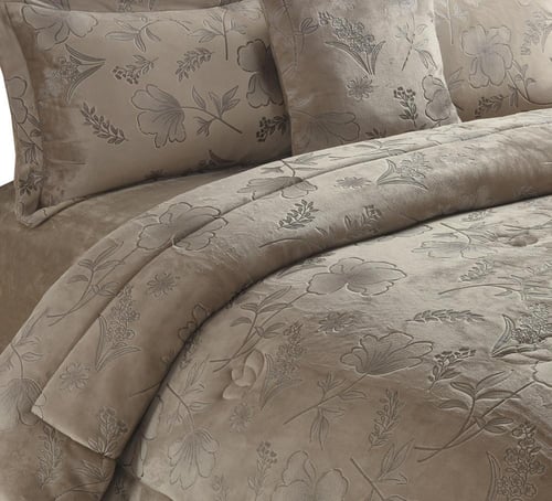 مفرش شتوي فلانيل كانون مزدوج كينغ 7 قطع بيج غامق