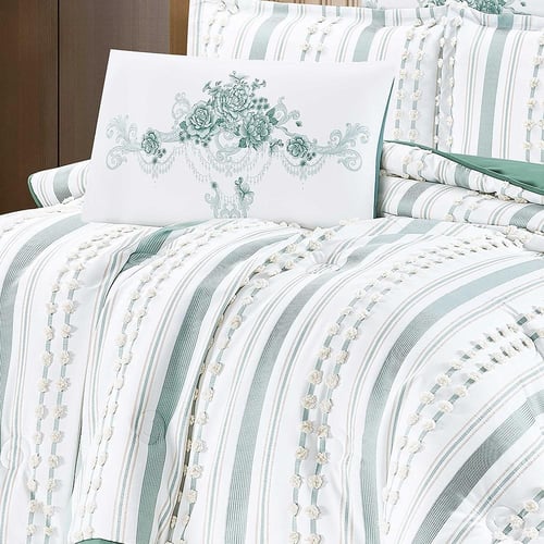 مفرش صبا صيفي مفرد ونص 4 قطع - اخضر فيروزي