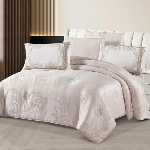 مفرش سرير صيفي سوزان جاكار فاخر مفرد ونص 4 قطع - ب...