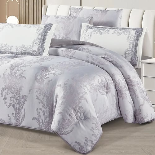 مفرش سرير صيفي سوزان جاكار فاخر مفرد ونص 4 قطع - ر...