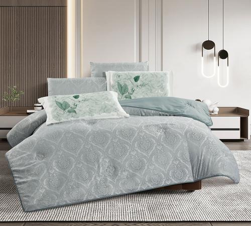 مفرش صيفي ناهد مزدوج اخضر فيروزي 6 قطع فاخرة