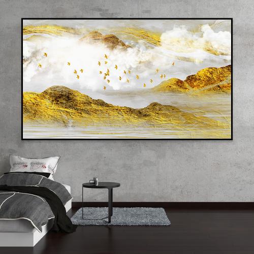 لوحة جبال ذهبية تجريدية – كانفس ديكور جداري