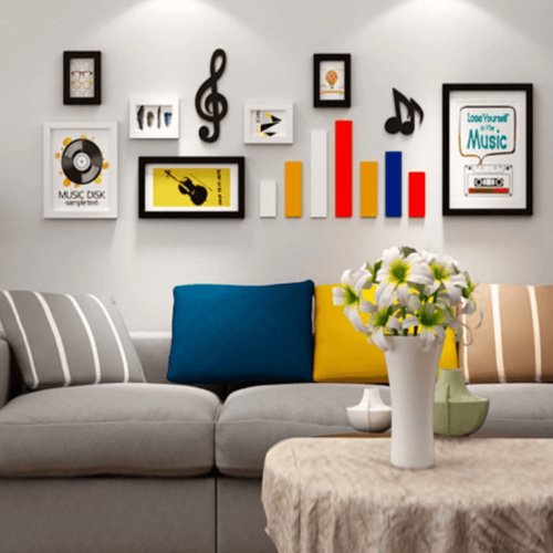 مجموعة لوحات مقسمة مميزه مع قطع ديكورات جدارية