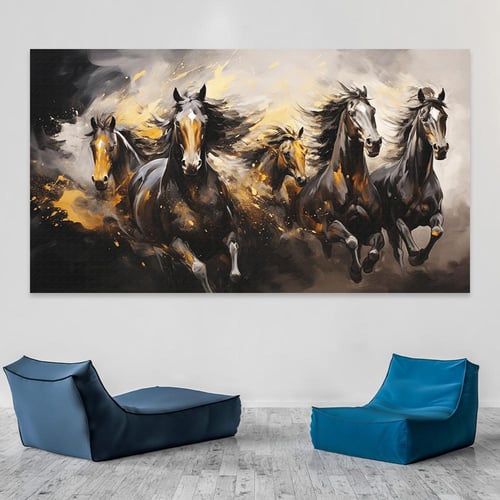 لوحة خيول جامحة مودرن – كانفس ديكور جداري
