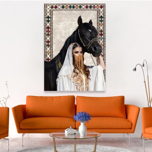 لوحة خيول بتصميم سجاد مميز