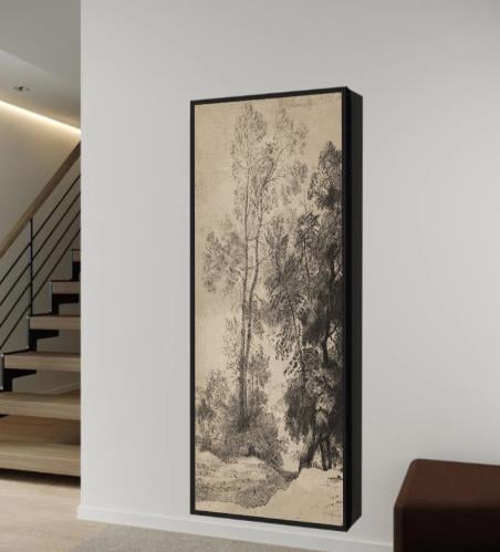 دولاب عبايات مبتكر مع باب للوحة جدارية