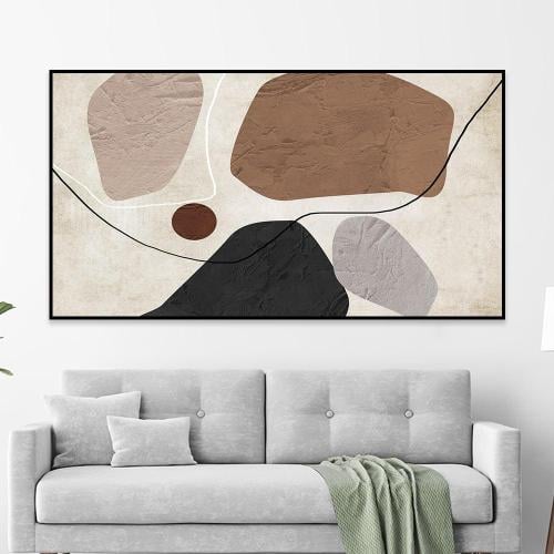 لوحة أشكال عضوية تجريدية – كانفس ألوان بيج وبني