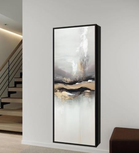 دولاب عبايات مبتكر مع باب للوحة جدارية