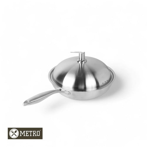 طاوة استيل عميق بغطاء 30 سم