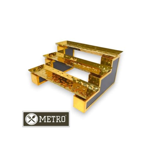 Rectangular golden buffet stand with 3 steps