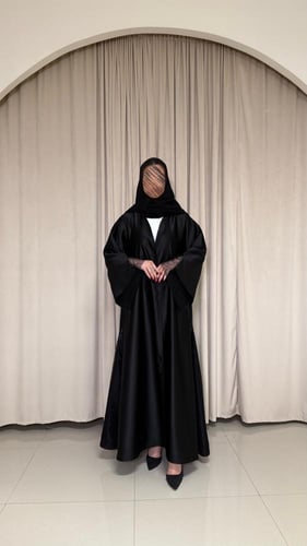 عباية مناسبات تفته جاكار لامعه مع اطرف تل فرنسي لا...