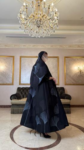 عباية كتان مطبوعه بقصه واسعه