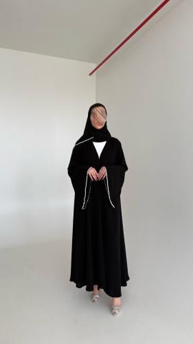 عباية كريب كلوش باكمام واسعه و لولو من الاطراف