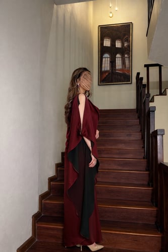 فستان ماكسي كريب حرير طويل