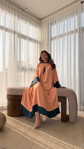 جلابية كريب اسباني بربطة على الرقبه