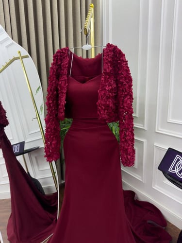 فستان و جاكيت برغندي