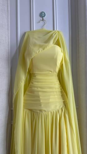 فستان اصفر قطعتين