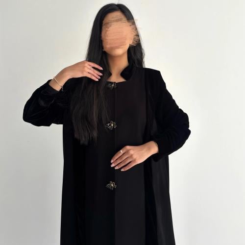 الدجى | بقماش المخمل الأسود مع تدخيلة كريب اندونيس...
