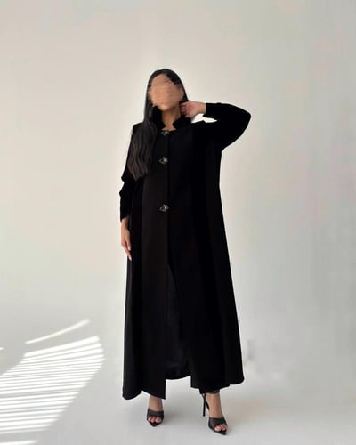 الدجى | بقماش المخمل الأسود مع تدخيلة كريب اندونيس...