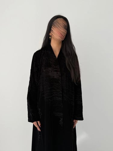 الراسخة | بقماش مخمل قصة جاكيت مع تطريز فاخر