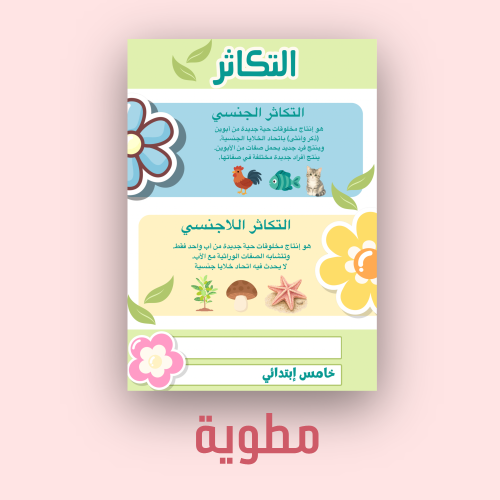 مطوية خامس ابتدائي علوم (التكاثر)