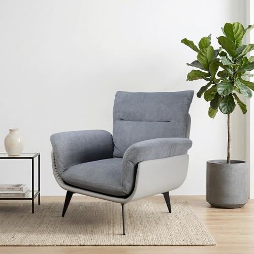 Single chair fabric modern gray
