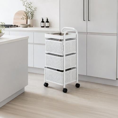 وحدة رفوف ومنظم تخزين مودرن 3 أدوار معدني متحرك